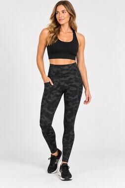 Danskin Women’s Medium Black Camo High Rise Leggings Side Pockets Yoga Athletic